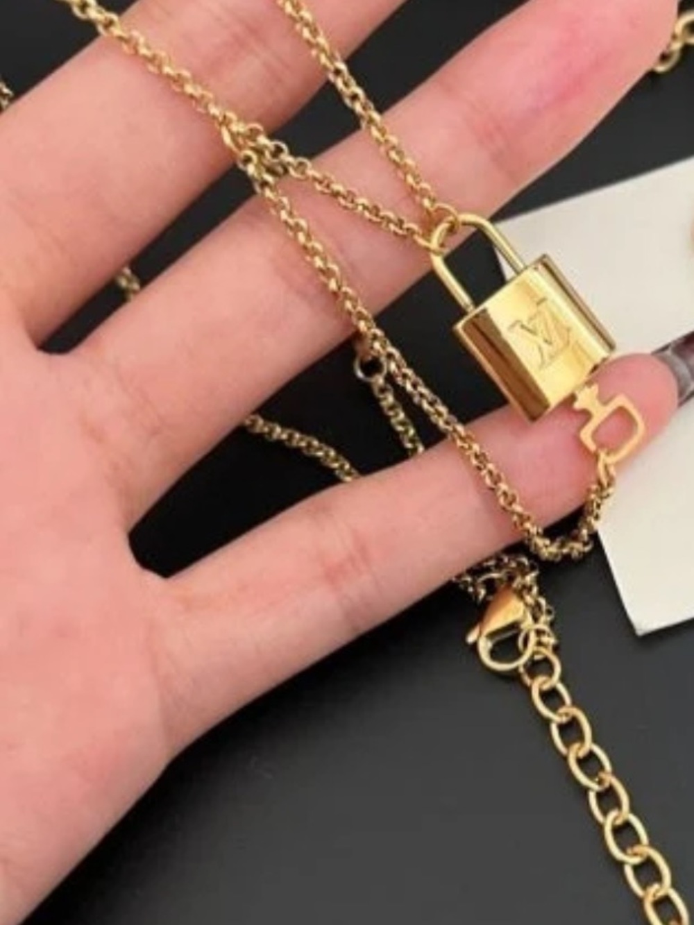Louis Vuitton Gold-Tone Padlock Pendant Necklace